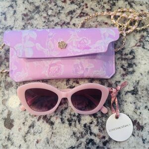 LoveShackFancy Pink Sunglasses and Floral Bag Set